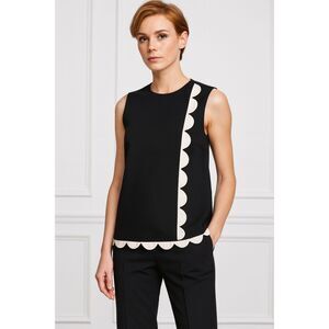 Victoria Beckham x Target Black White Scallop Tank Top Shirt  Women's Size XS